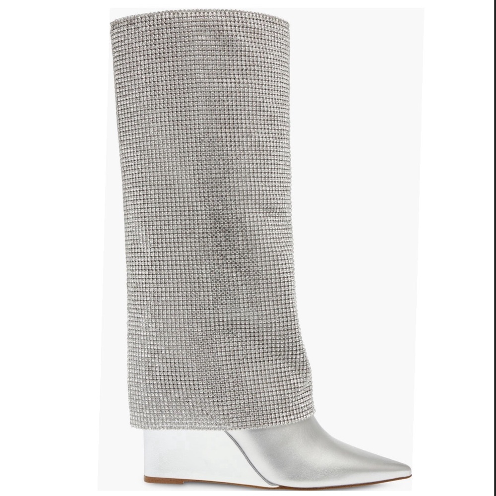 Steve Madden Riski Rhinestone Boots-Silver - Picture 4 of 16